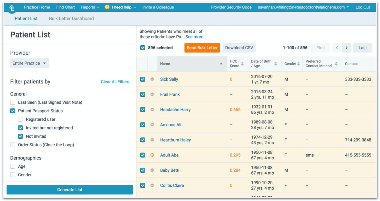 Patient Bulk Letters