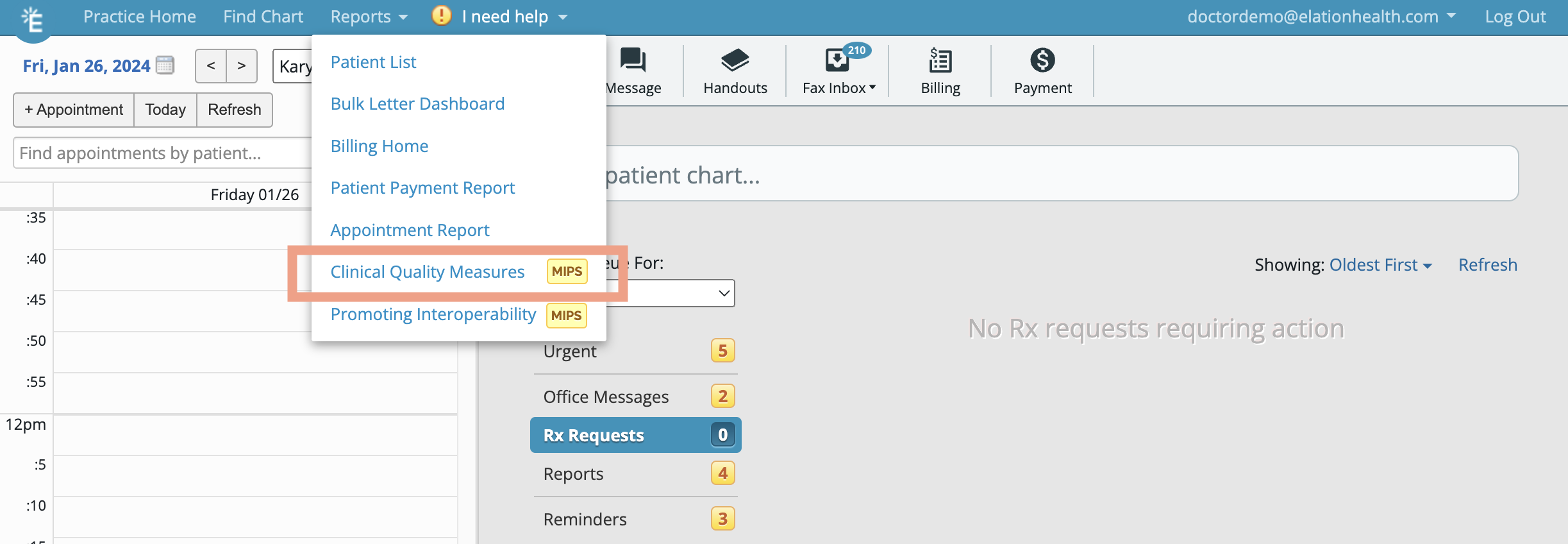 CQM Report option from Reports Dropdown.png